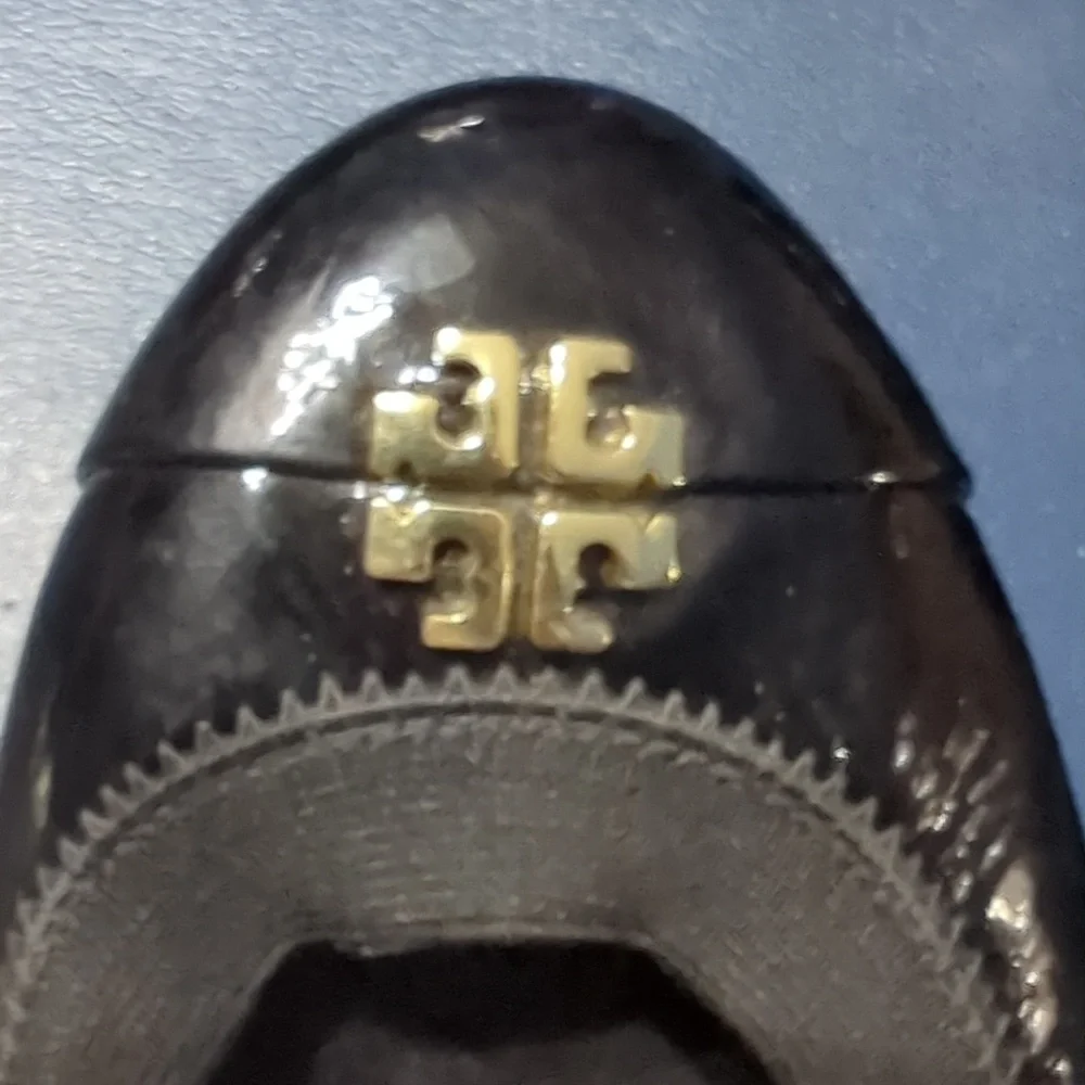 Tory Burch Womens Ballet Flats‎ Jolie Cap Toe Patent Leather Quiet Luxury 8.5